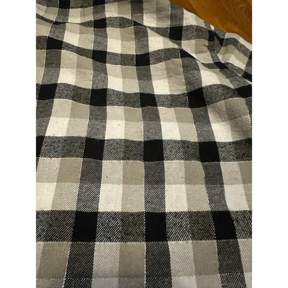 Current Elliot Black White Checker Distressed Fringe Flannel Women 2 Medium - Picture 8 of 10